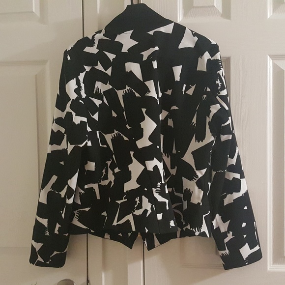 ANNE KLEIN Unique Black White Full Zip Jacket - Picture 3 of 4